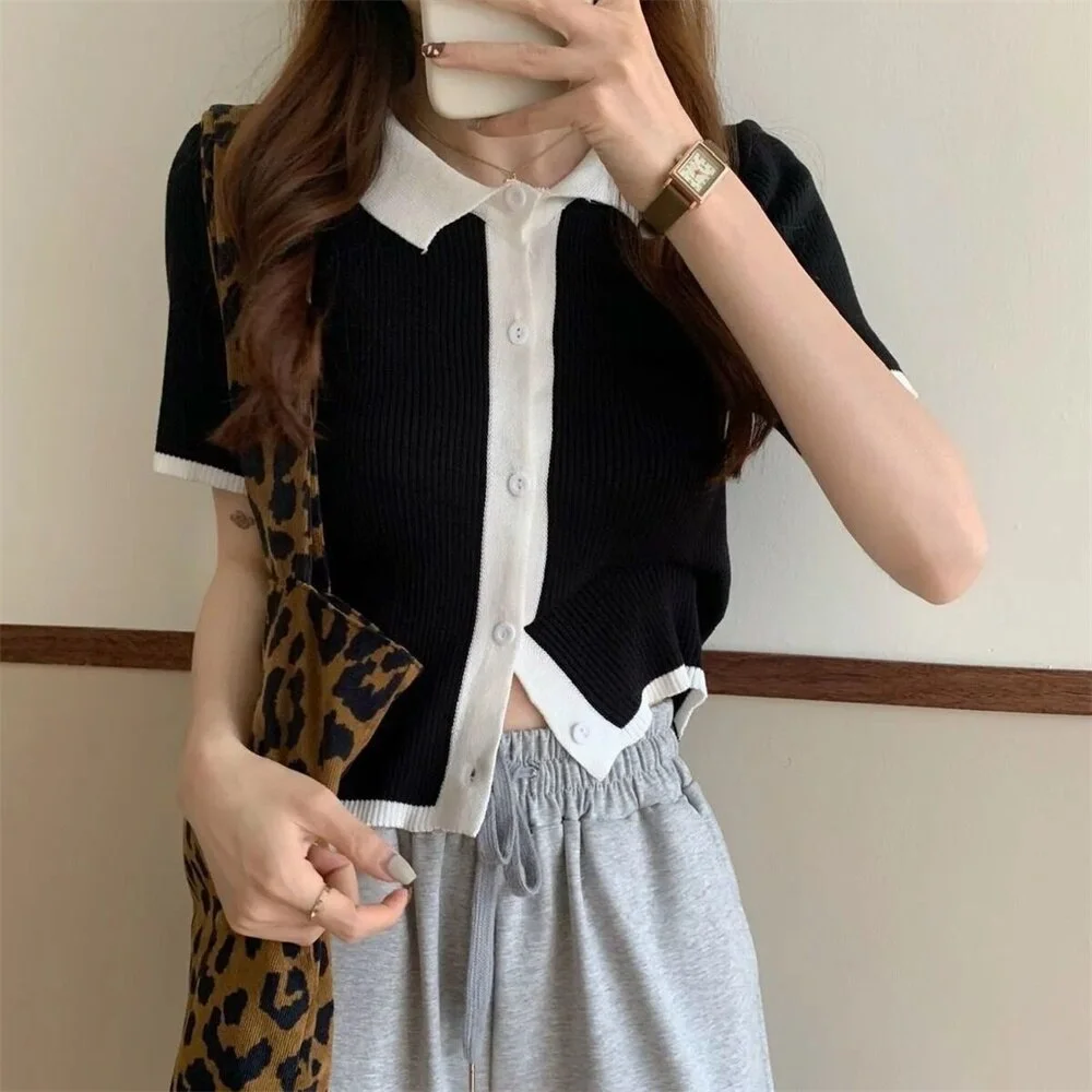 Short Sleeve Polo Shirt Women Fashion Casual Slim Summer Sexy Polo Mujer  Plus Size Lady Harajuku Polo Luxury Woman  Shirt