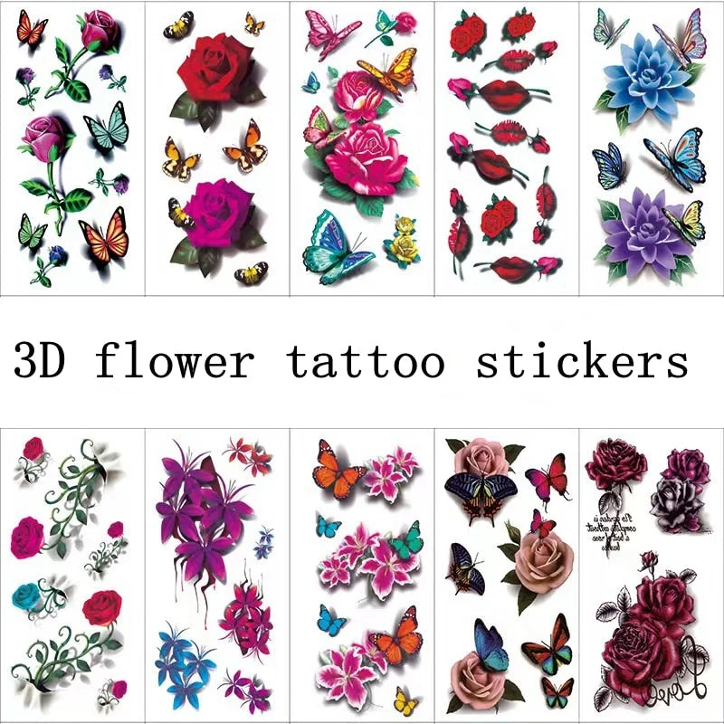 10pc/Lot Tattoo Stickers Sexy Female Red Heart Pattern Fake Tattoo on Waist Body Art Waterproof Durable Temporary Tattoo Sticker
