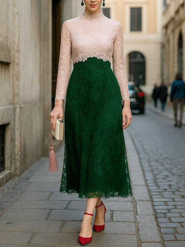 Lace Hollow Stitching Women's Dress