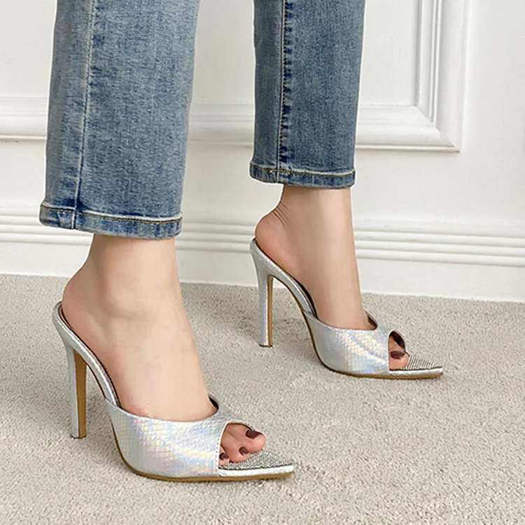 Daily Shiny Pointed High-Heeled Sandals