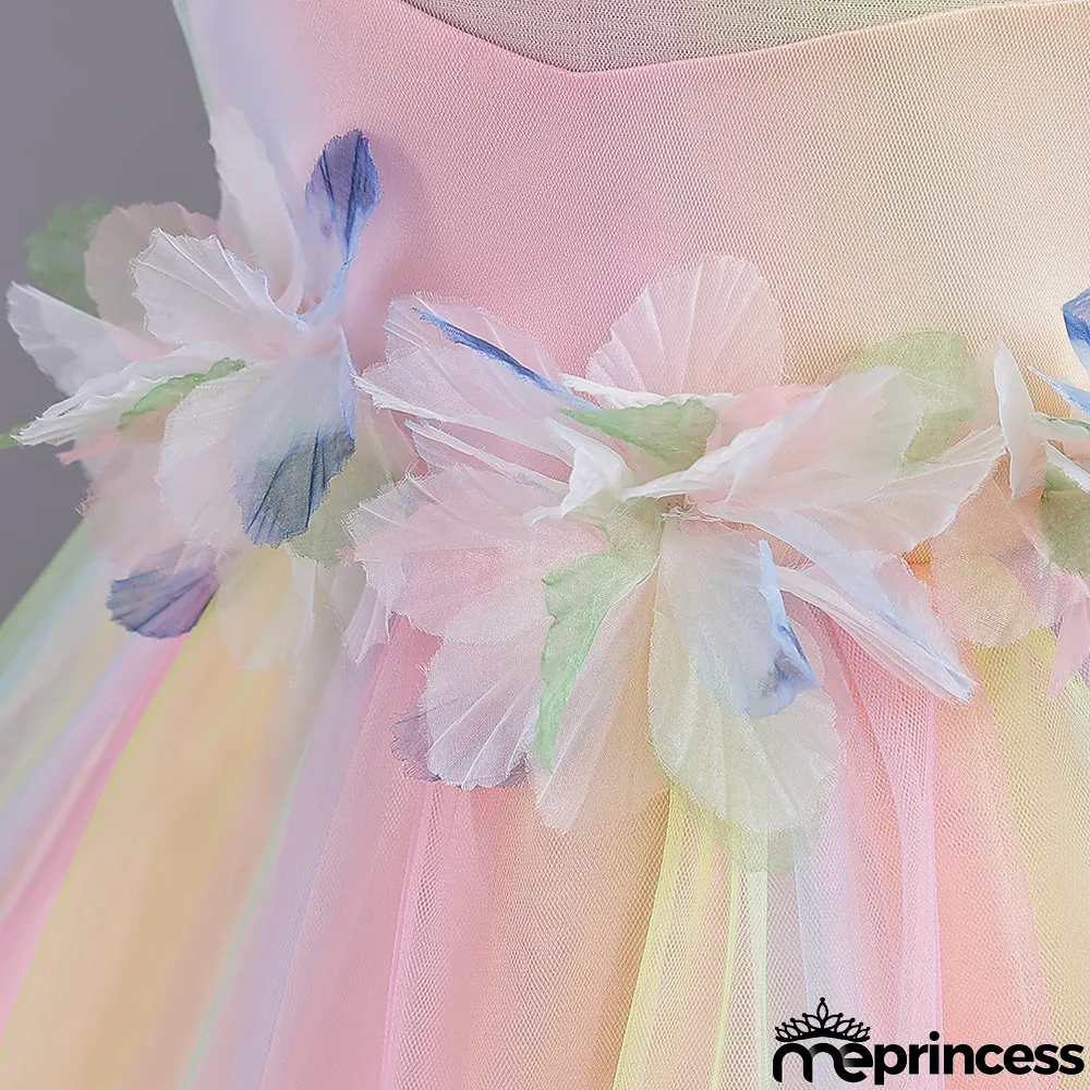 Infant and Toddler Dresses Floral Dress Multi-Color Mesh Pouf Princess Dress