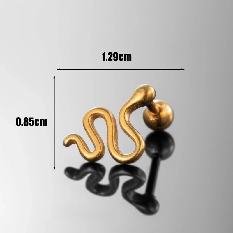 1 Piece Hip-Hop Rock Cool Style Snake 316 Stainless Steel Ear Studs
