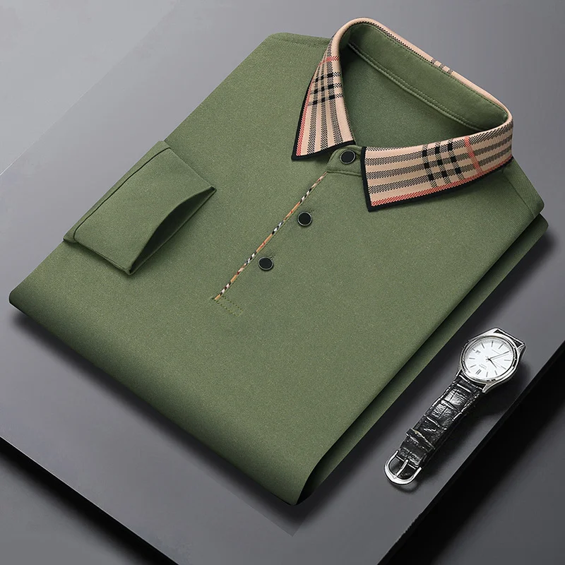 Polo Shirt Men's Business Casual Lapel Long Sleeve Polo Shirt