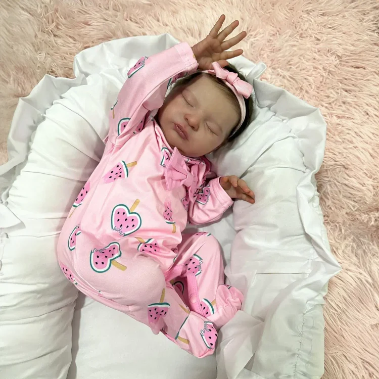 [New] 20" Sleeping Reborn Girl Cute Truly Handmade Reborn Doll Named Gardiian with Brown Hair：Realistic Reborn Baby Dolls By Rsgdolls®