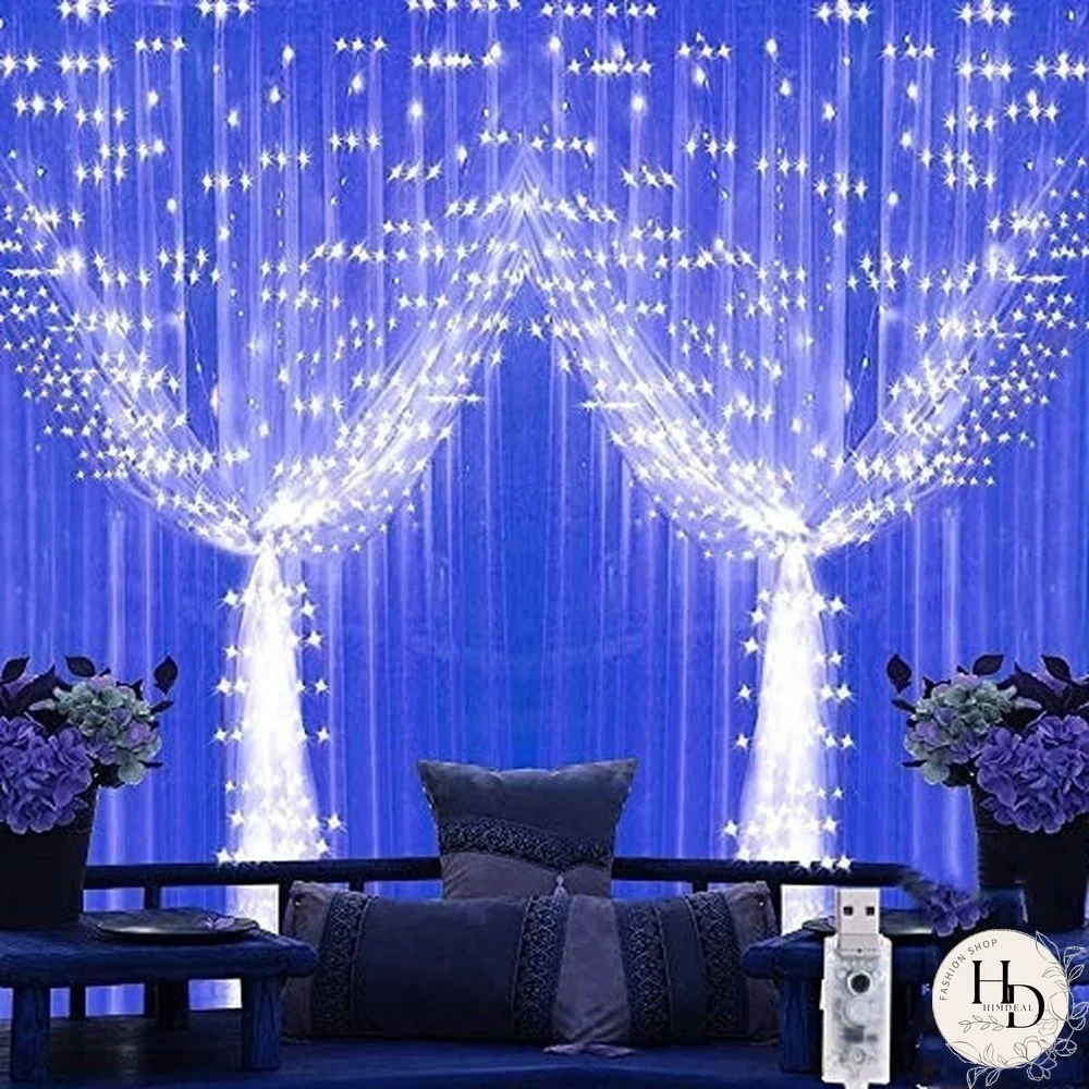 Waterproof USB Powered Curtain String Light with 8 Modes for Outdoor Indoor Home Party ChristmasWedding Decoration Lights