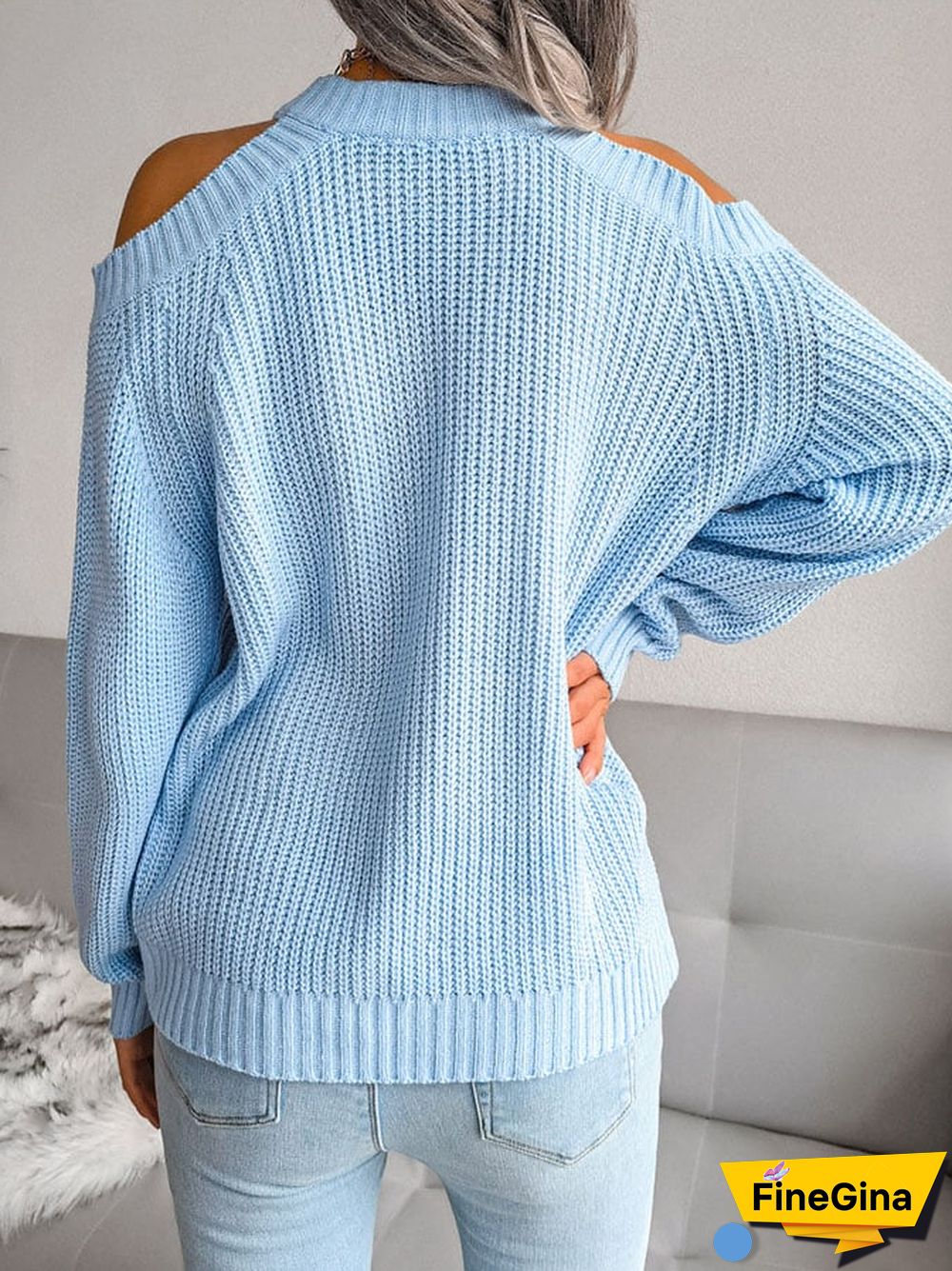 Casual Solid Color Long Sleeve Knit Sweater