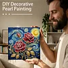 DIY Pearl Painting Red Roses for Home Decor with Frame(25x25cm)