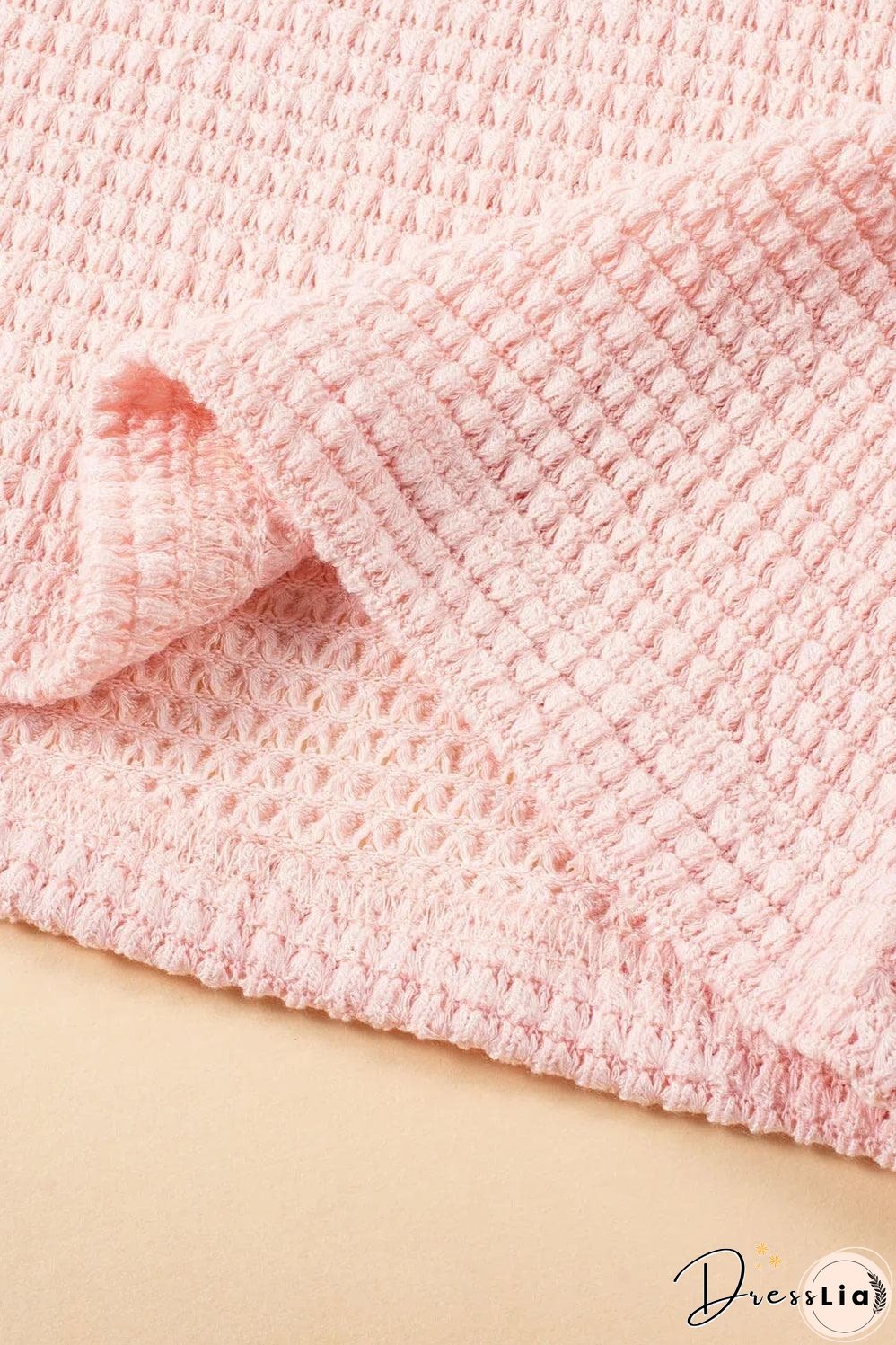 Pink Fringe Trim Textured Short Two Piece Set