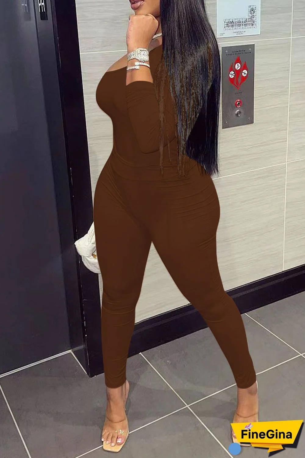 Red Sexy Solid Patchwork Oblique Collar Long Sleeve Two Pieces