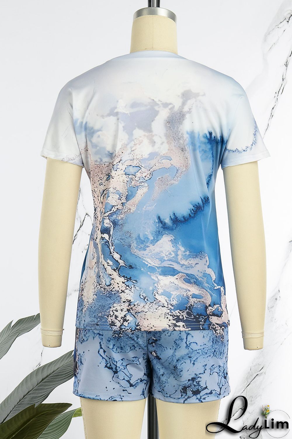 Black Casual Street Print Patchwork O Neck Two Pieces