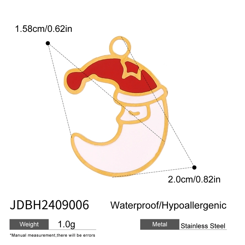 3 PCS/Package 304 Stainless Steel 18K Gold Plated Santa Claus Christmas Socks Snowman Pendant Jewelry Accessories