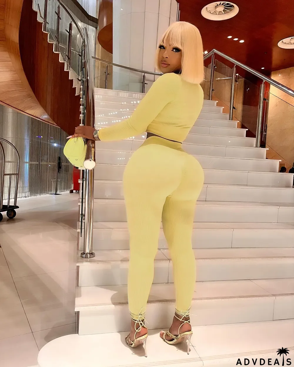 Solid Long Sleeve Crop Top And Pants 2 Piece Sets