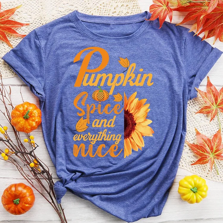 Pumpkin Spice And Everything Nice Round Neck T-shirt-0018994