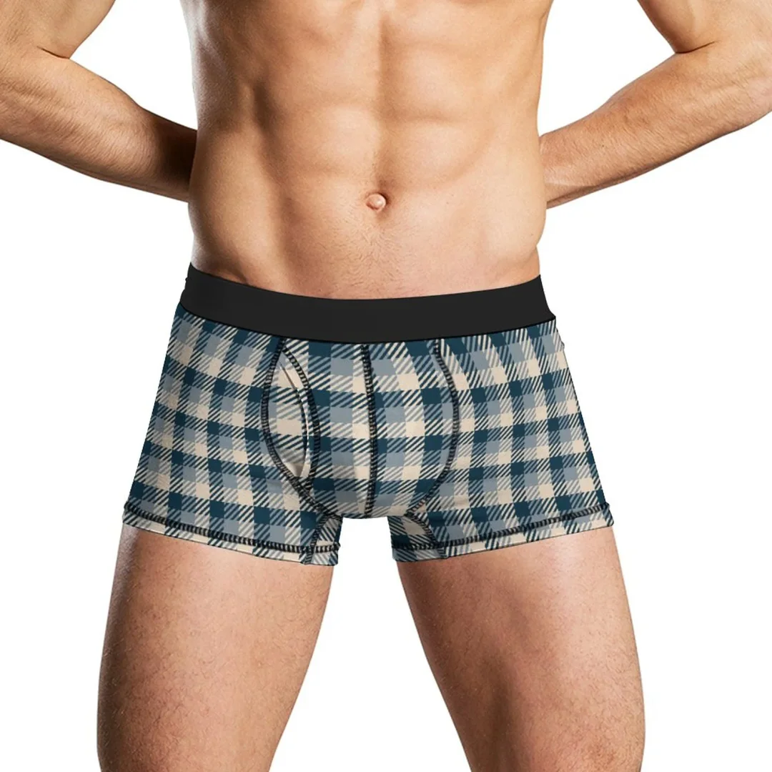 Classic Plaid Grid 8 Men's Underwear Stretch Boxer with ComfortFlex Waistband Brief