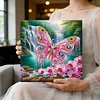 (Pre-Framed)Pink Butterfly-Special Shape Diamond Painting Kit(25x25cm)
