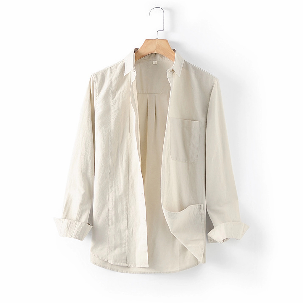 100% European Linen Men's Long Sleeve Shirt REAL SILK LIFE