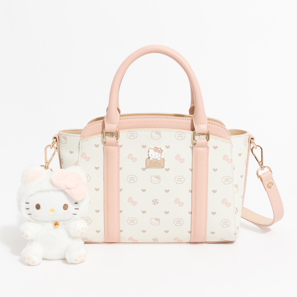 Arnold Palmer X Hello Kitty Monogram Handbag with Long Strap PINK Shoulder Bag Rucksack PU Leather Women Girls Ladies Travel Bag A Cute Shop - Inspired by You For The Cute Soul 