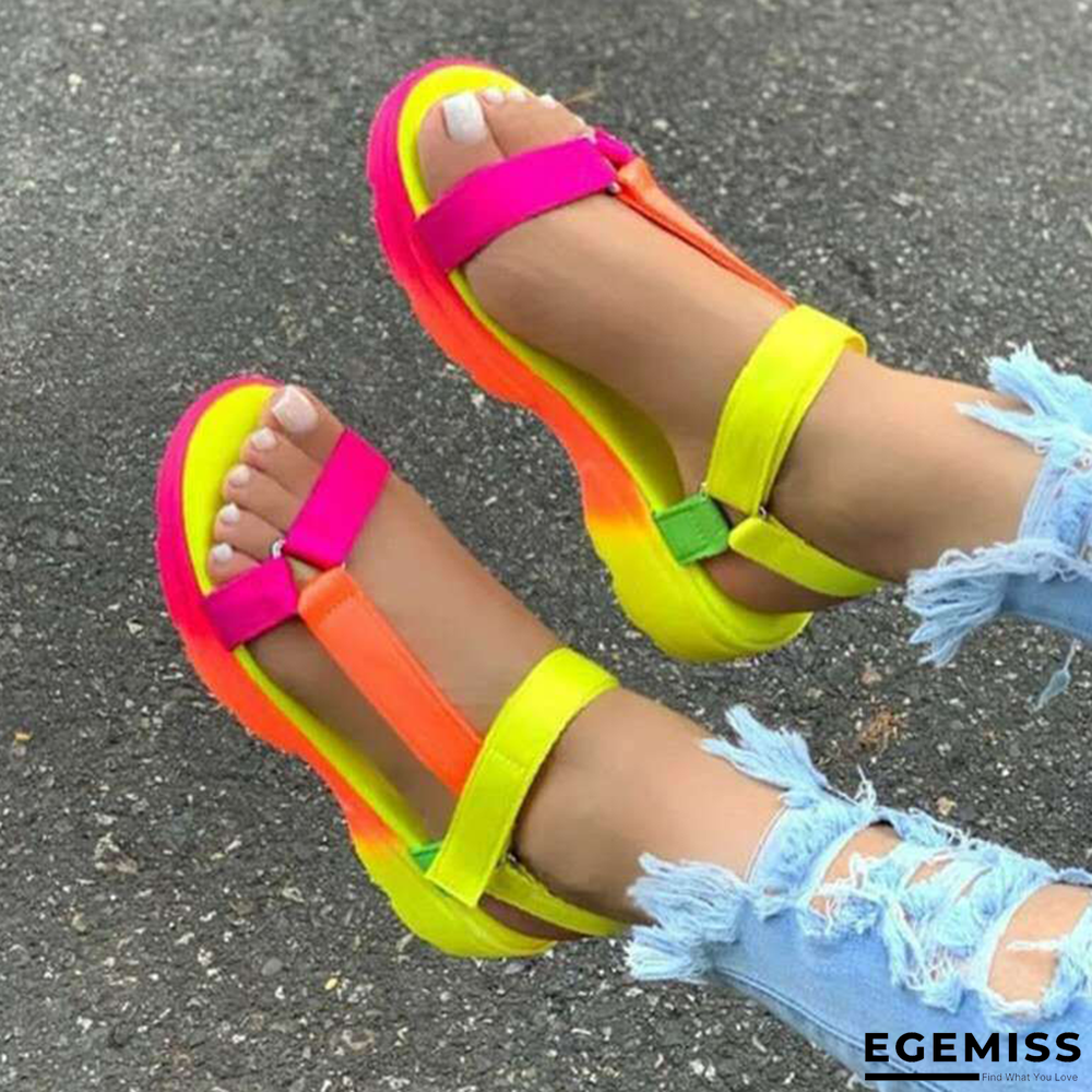 Colour Hollowed Out Patchwork Opend Out Door Shoes | EGEMISS