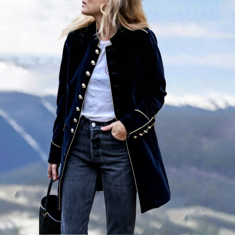 Fashion Solid Single Breasted Long Sleeve Coat
