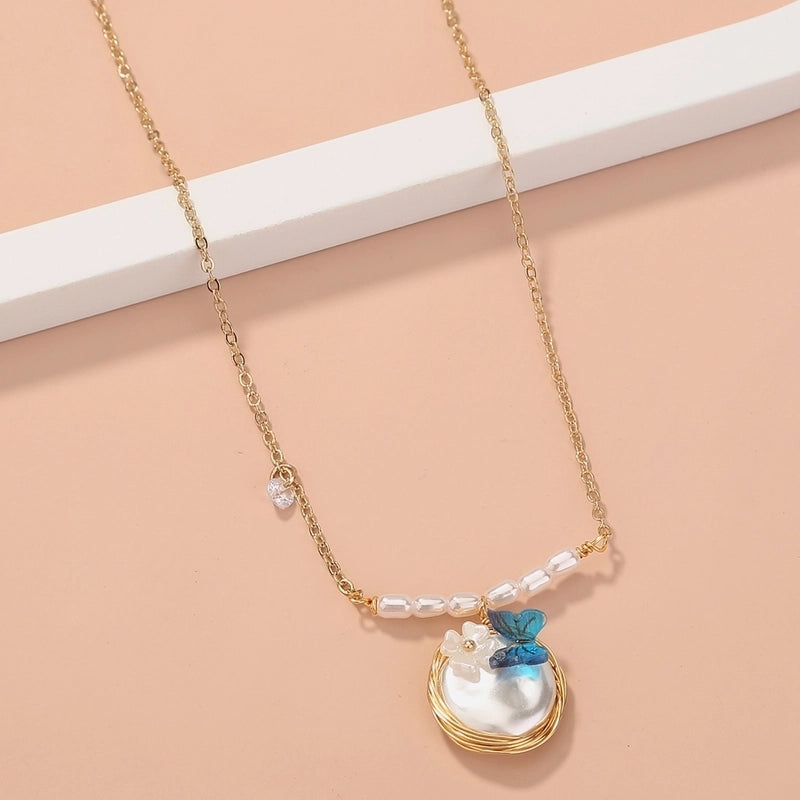 Elegant Sweet Flower Resin Copper Resin Pendant Necklace