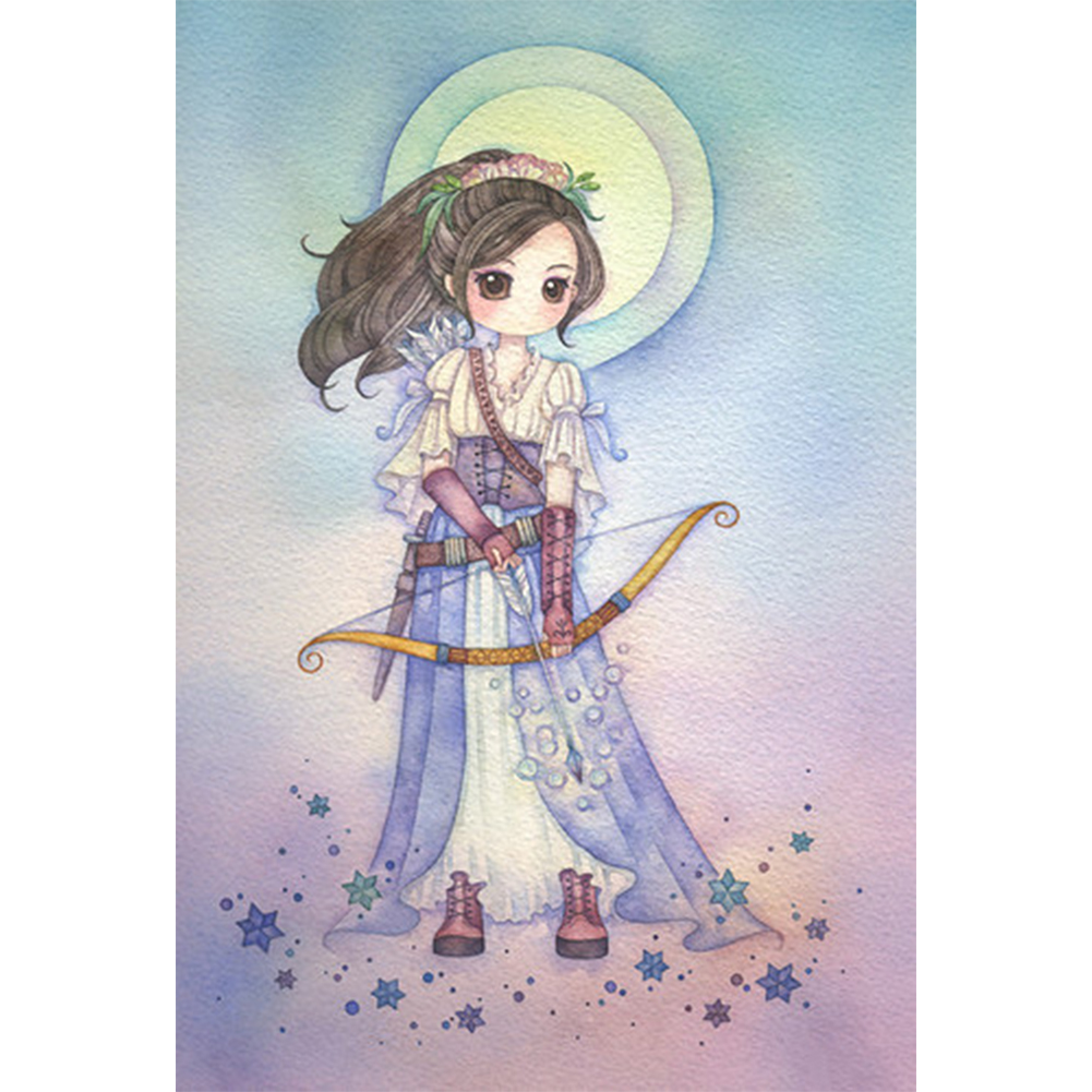 

30*40CM - Round Drill Diamond Painting - Dress Moon Girl, 501 Original