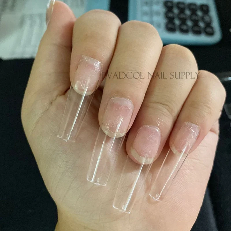 XL Long Square False Nail Tips Full Cover Fake Tip Clear Press On Custom Nails Salon Manicure Supply-Nail Inspo