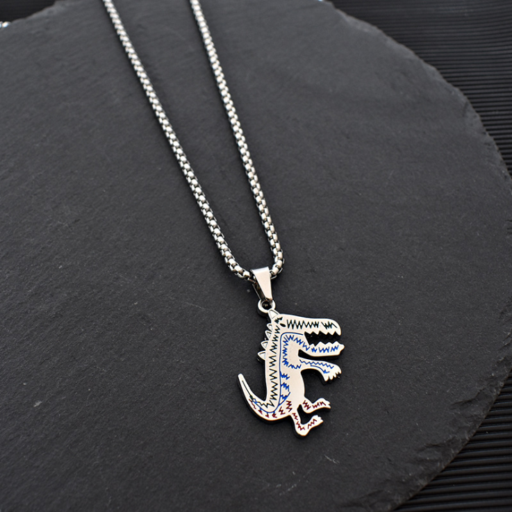 Titanium Steel Character Small Dinosaur Necklace、、URBENIE