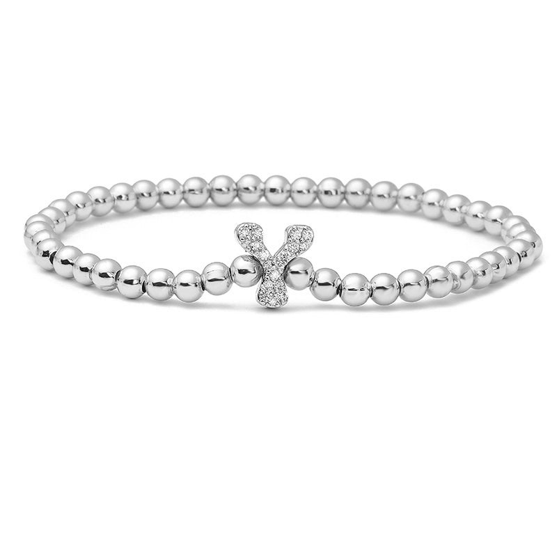 Vintage Style Minimalist Classic Style Letter Copper Zircon 18K Gold Plated Inlay Bracelets