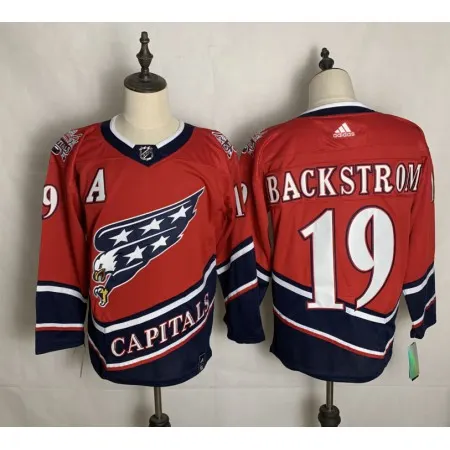 Men's Washington Capitals #19 Nicklas Backstrom 2021 Red Reverse Retro Stitched Jersey 6FVR