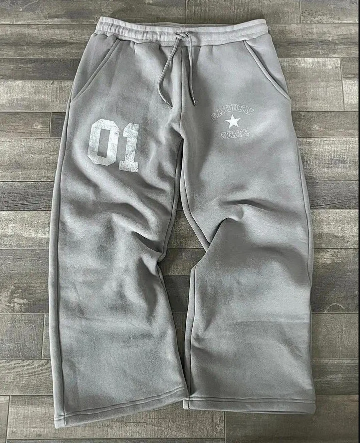 Zingj Alphabet Printed Trousers Loose Waistband Men's And Women's Fashion Brand Trousers