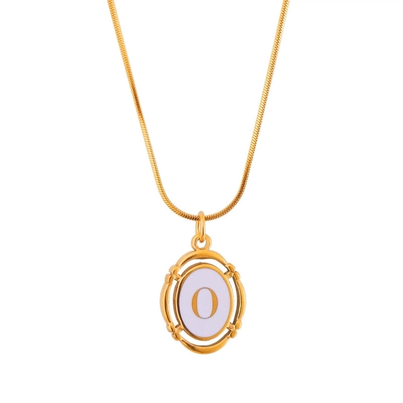 Stainless Steel Classic Style Stoving Varnish Plating Letter Pendant Necklace