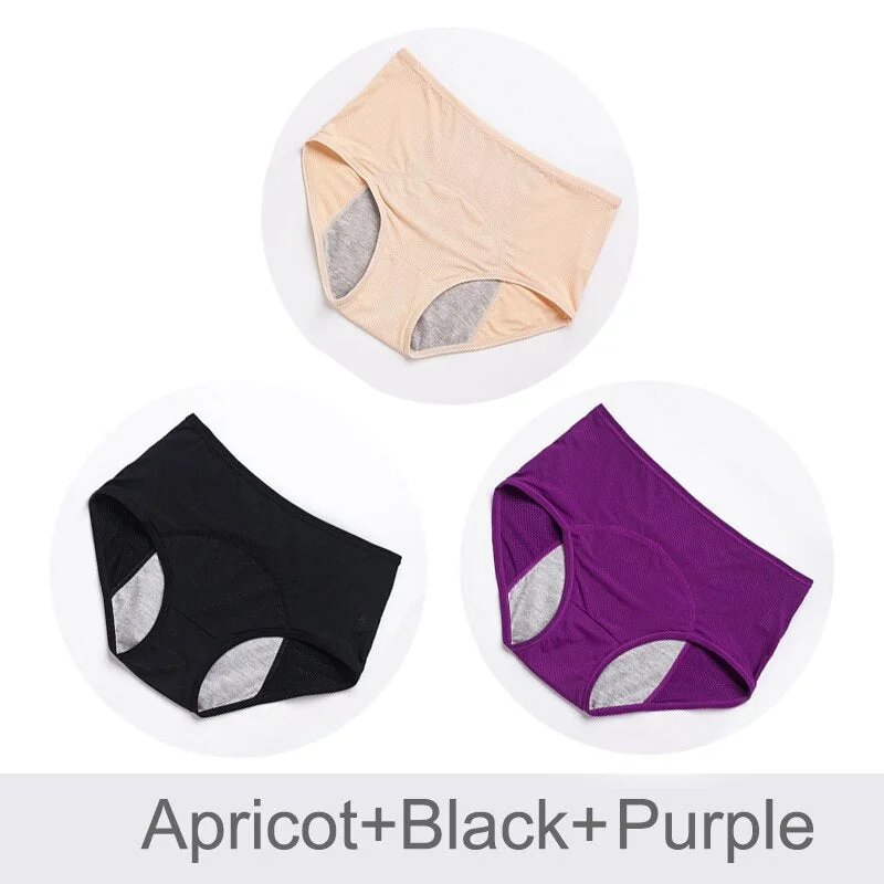3pcs Leak Proof Menstrual Panties Physiological Pants High Waist Cotton Women Underwear Period Waterproof Female Briefs