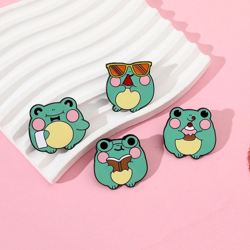 Cartoon Style Cute Funny Pin Cartoon Frog Alloy Stamping Stoving Varnish Plating Unisex Brooches