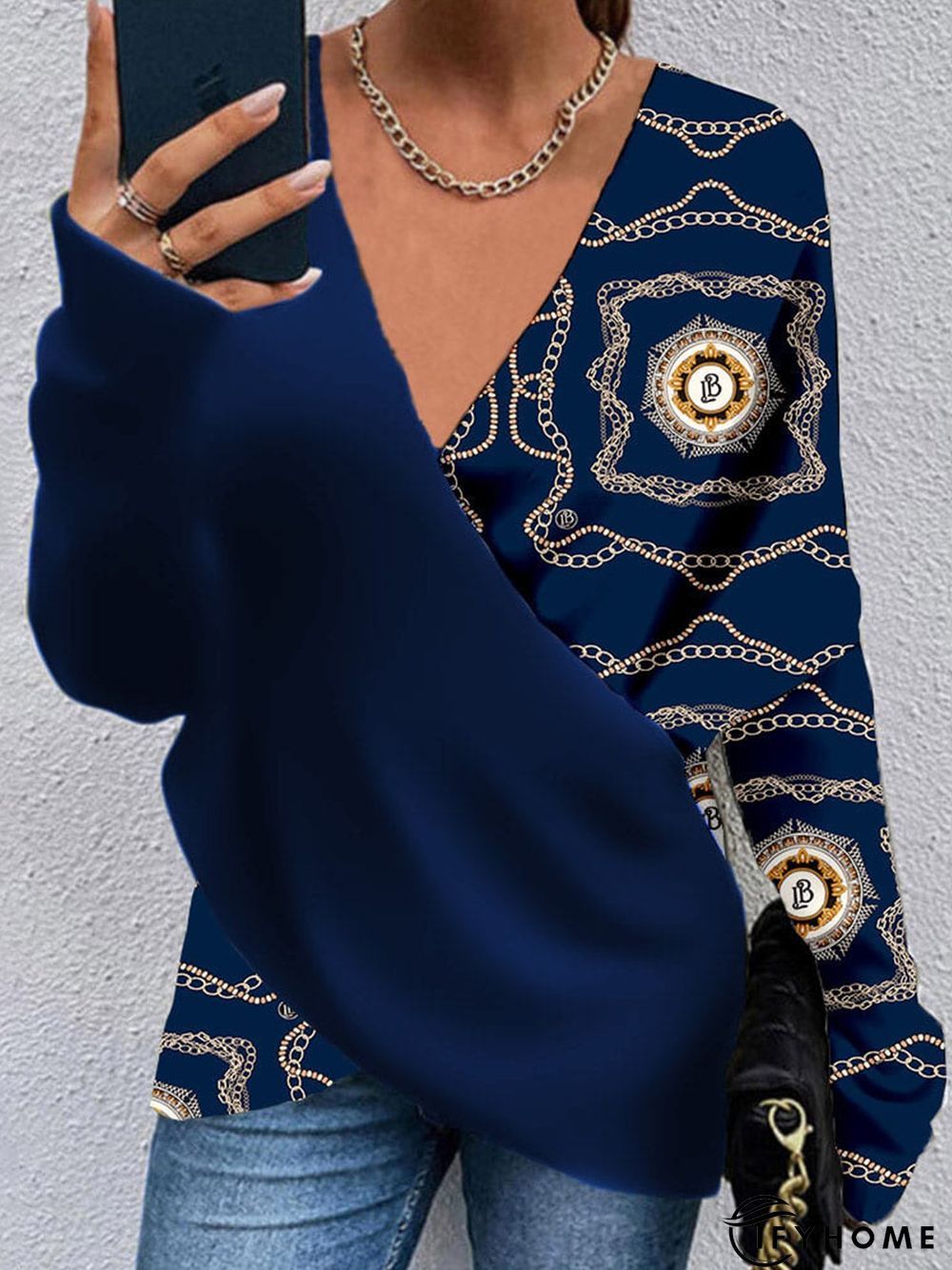 Abstract Urban Long Sleeve Loosen Blouse | IFYHOME