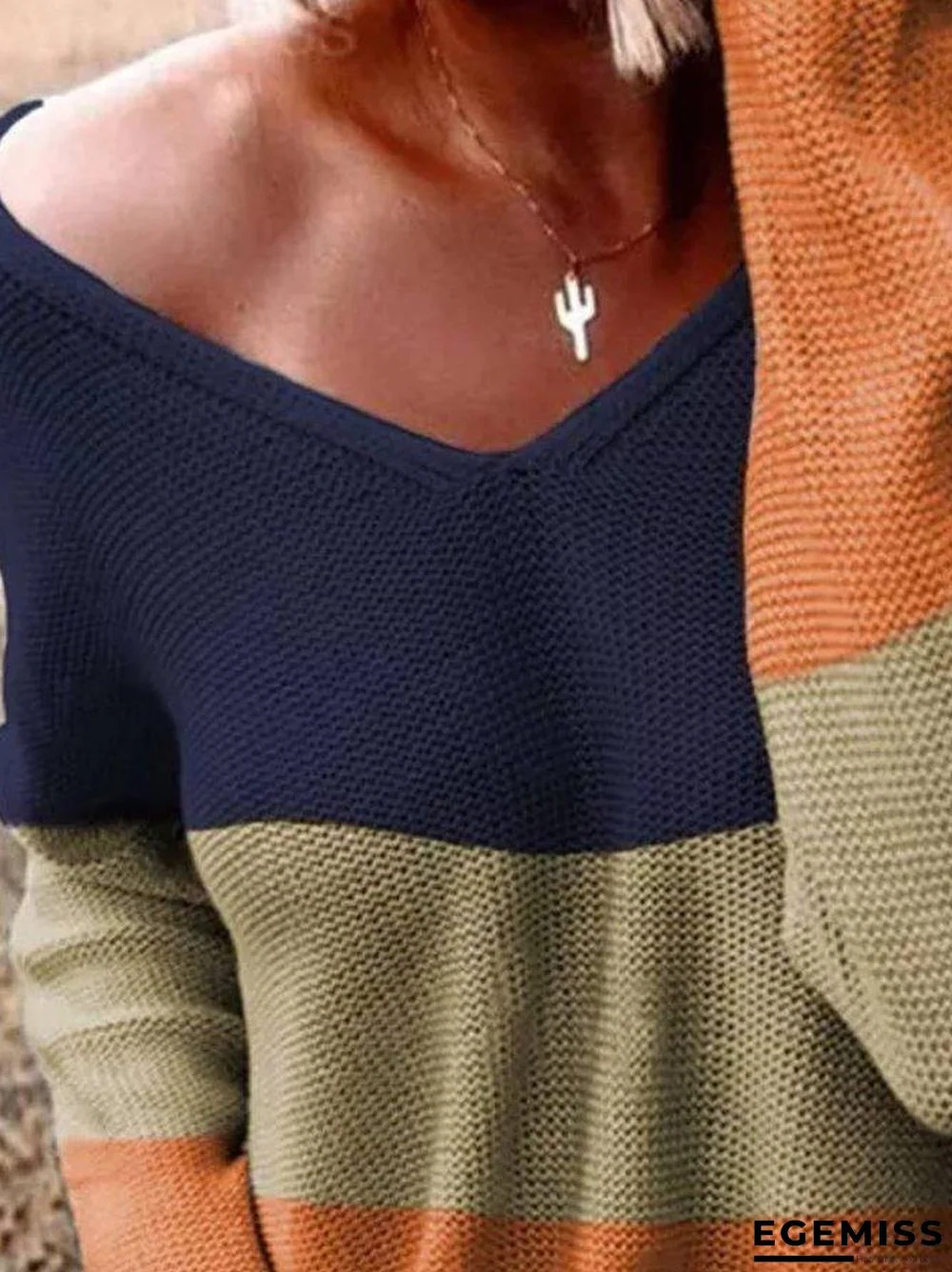 Casual Long Sleeve V Neck Sweater | EGEMISS