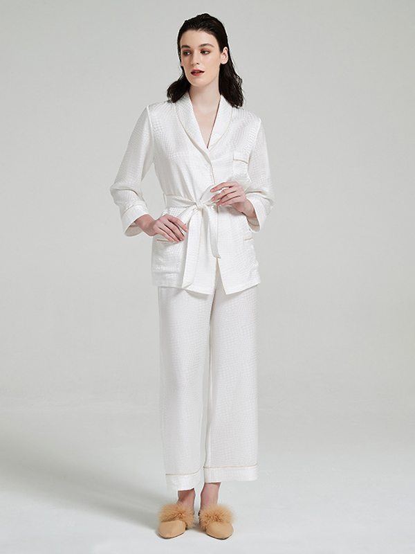 Luxury Silk Pajamas For Women In White REAL SILK LIFE