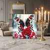 Framed Diamond Painting - Special Shaped - Butterfly and Rose (25x25cm)