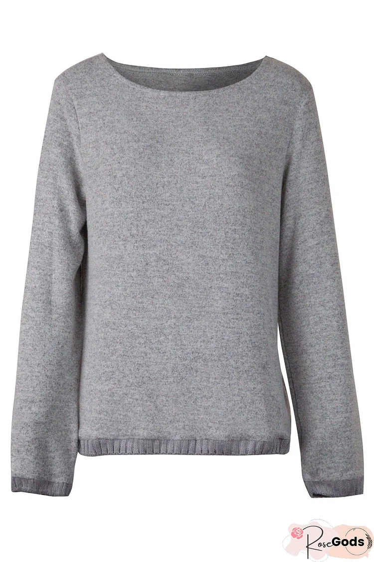 Casual Shift Round Neck Plain Sweater