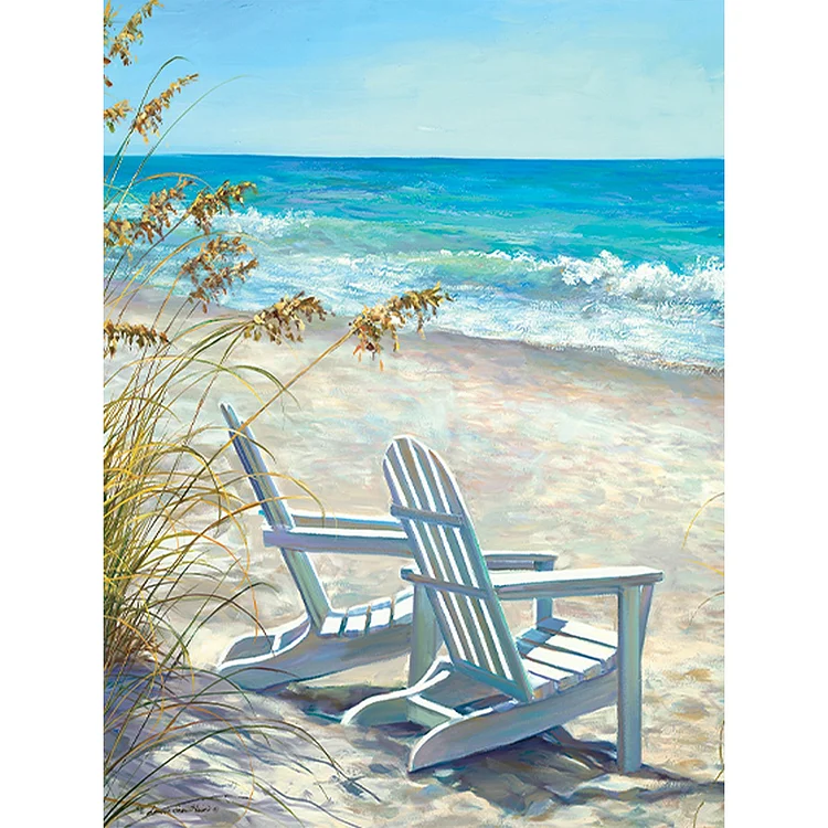 Full Drills Round Diamond Painting - Beach Lounge Chair - 30*40CM