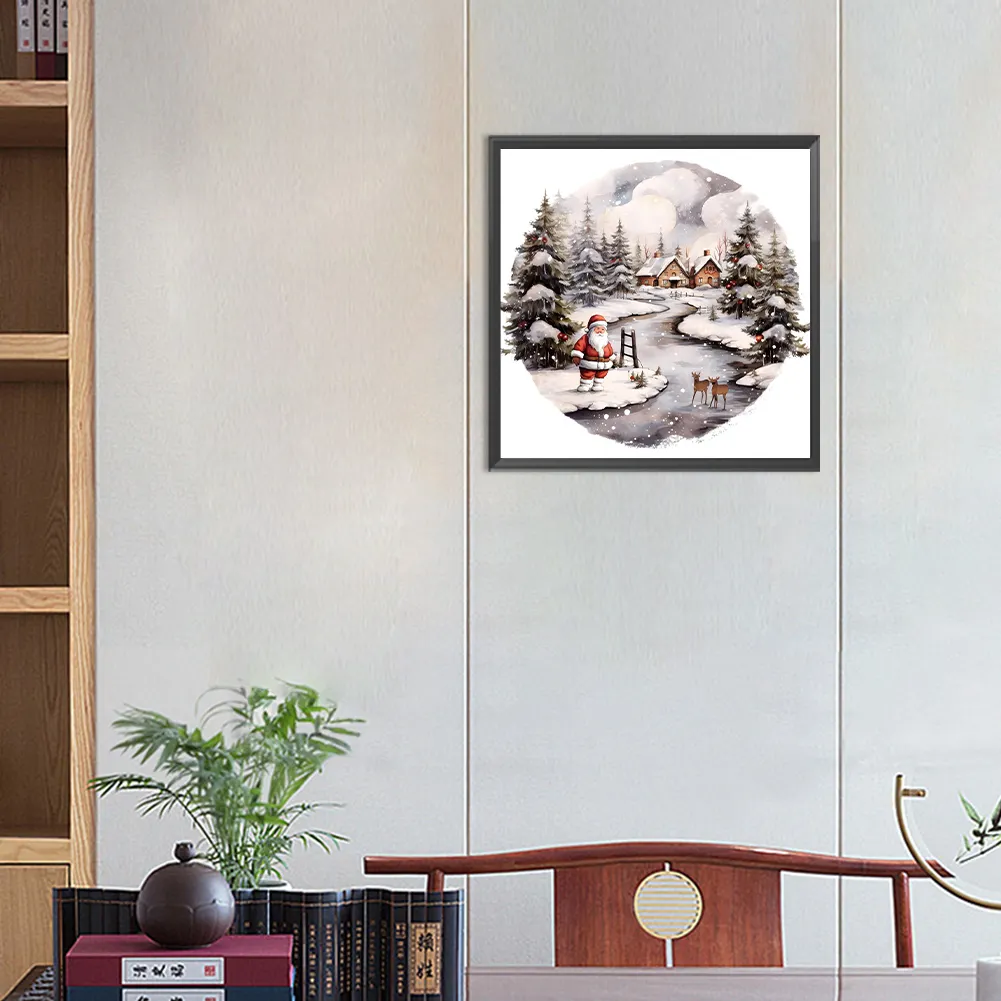 Full Round Diamond Painting 30*30cm - Santa Claus In The Snow