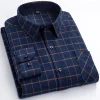 Pure cotton plaid casual square collar pocket long sleeve shirt