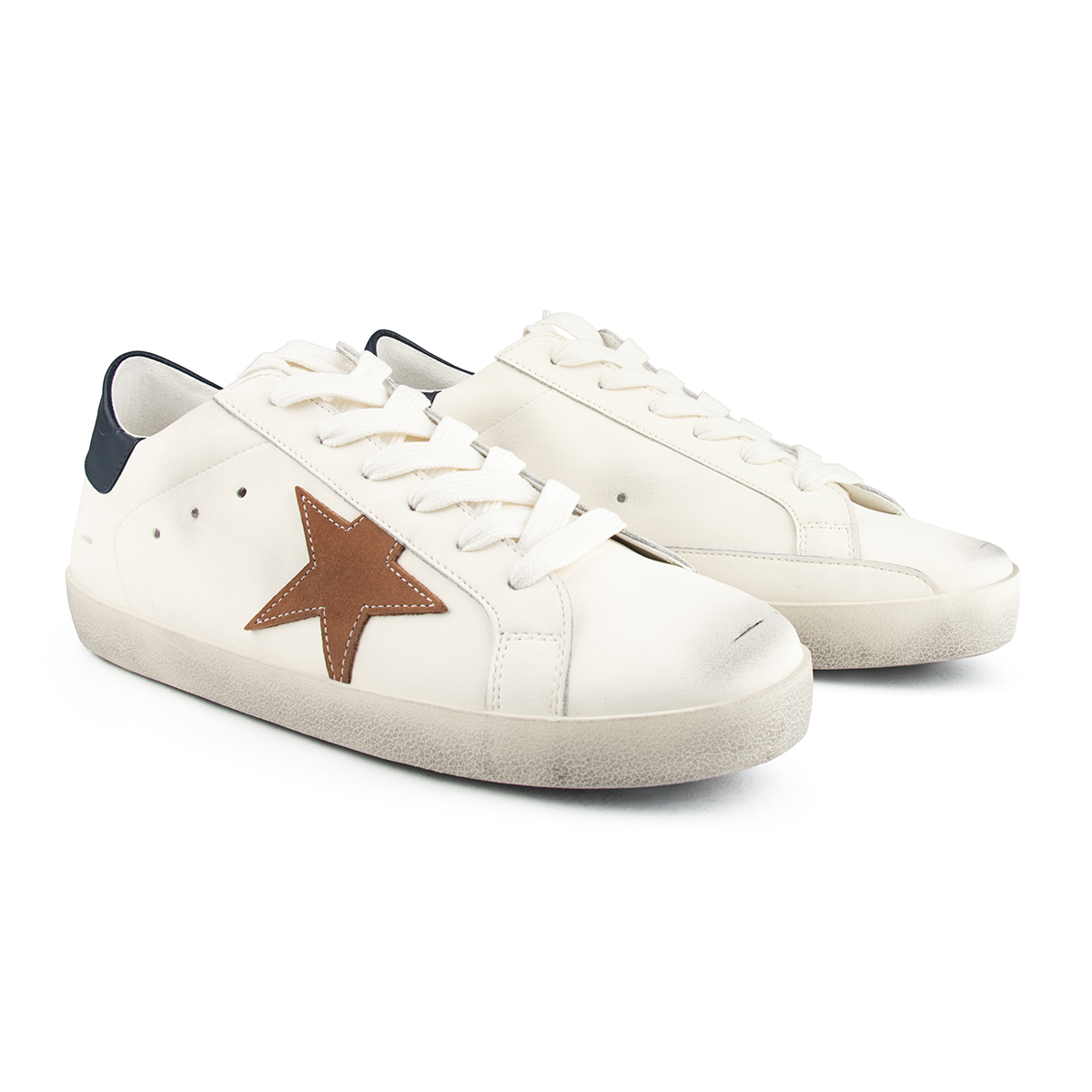Merumote Gentleman's  White Sneakers Low Top Round Toe Stars Print Causal Shoes-MERUMOTE