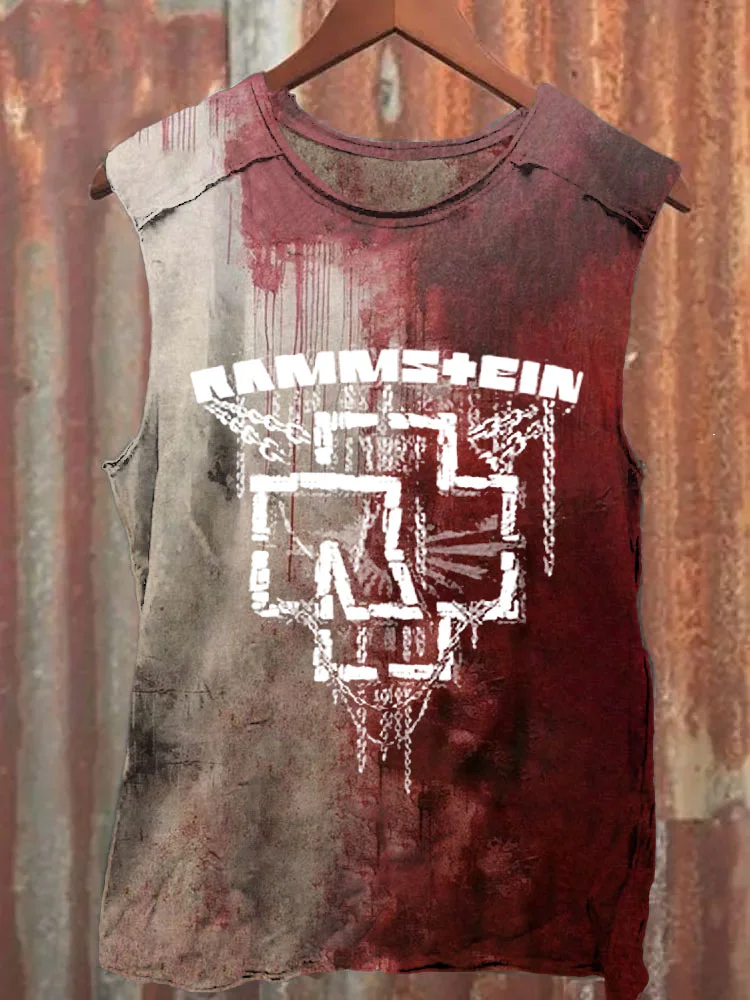 Unisex Retro Heavy Metal Music Art Pattern Printed Casual Tank Top