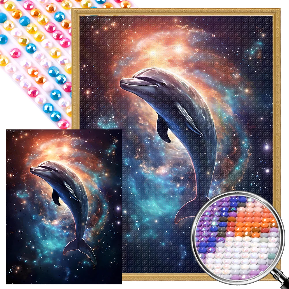 Full Round Partial AB Diamond Painting - Star River Dolphin(Canvas|35*45cm)