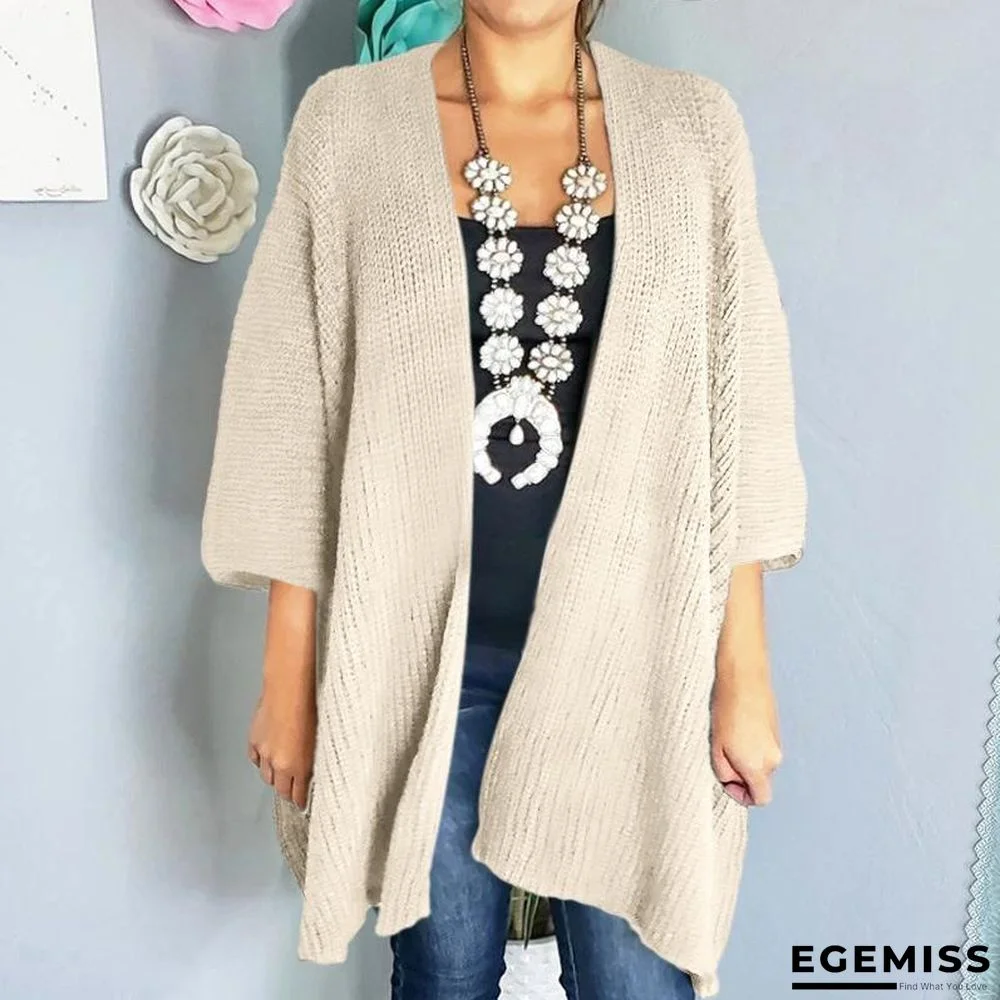 Plain Loose Outdoor Knitted Cardigan | EGEMISS