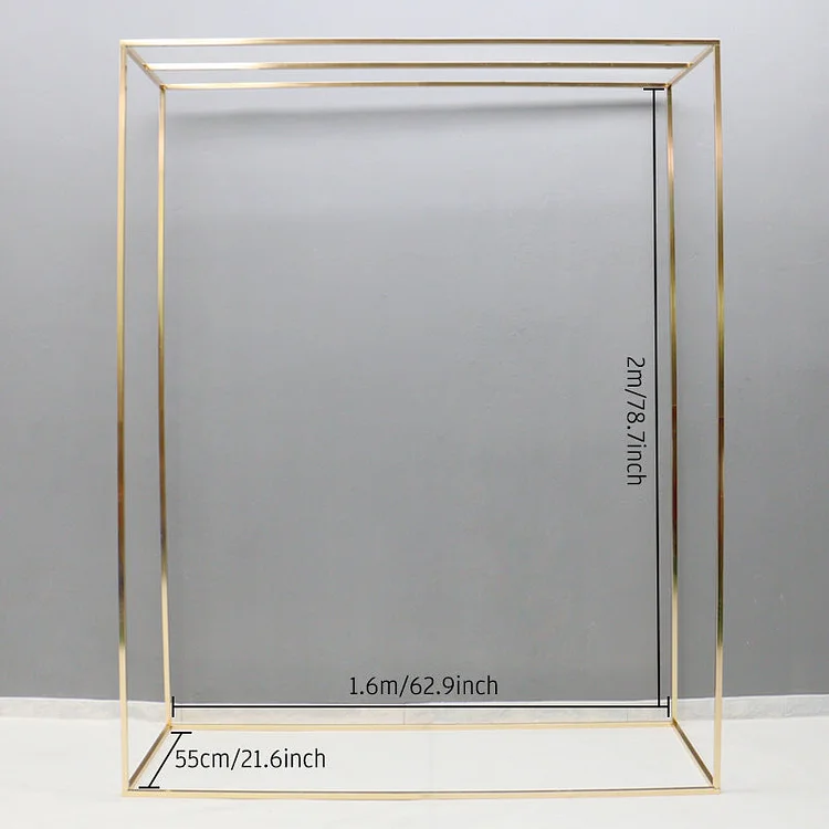 Gold-Plated Shiny Square Screen Shelf Geometric Backdrop Frame Wedding Arch Props Flower Stand Party Stage Display Iron Shelf A6049 A6260