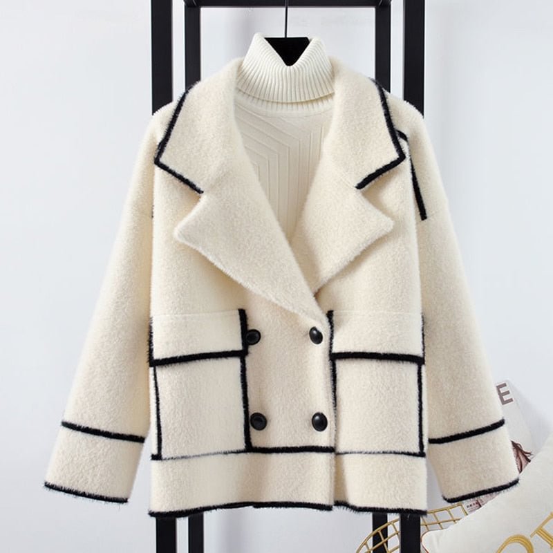 2020 Winter Warm Cardigan Jacket Women Thick Loose Outerwear All-Match Knitted Coat Double Breasted Harajuku Jacket Female