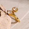 Waterdrop Zircon 18K Golden Silver Ring