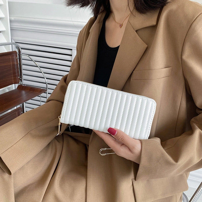 Women’s Solid Color Pu Leather Zipper Wallets