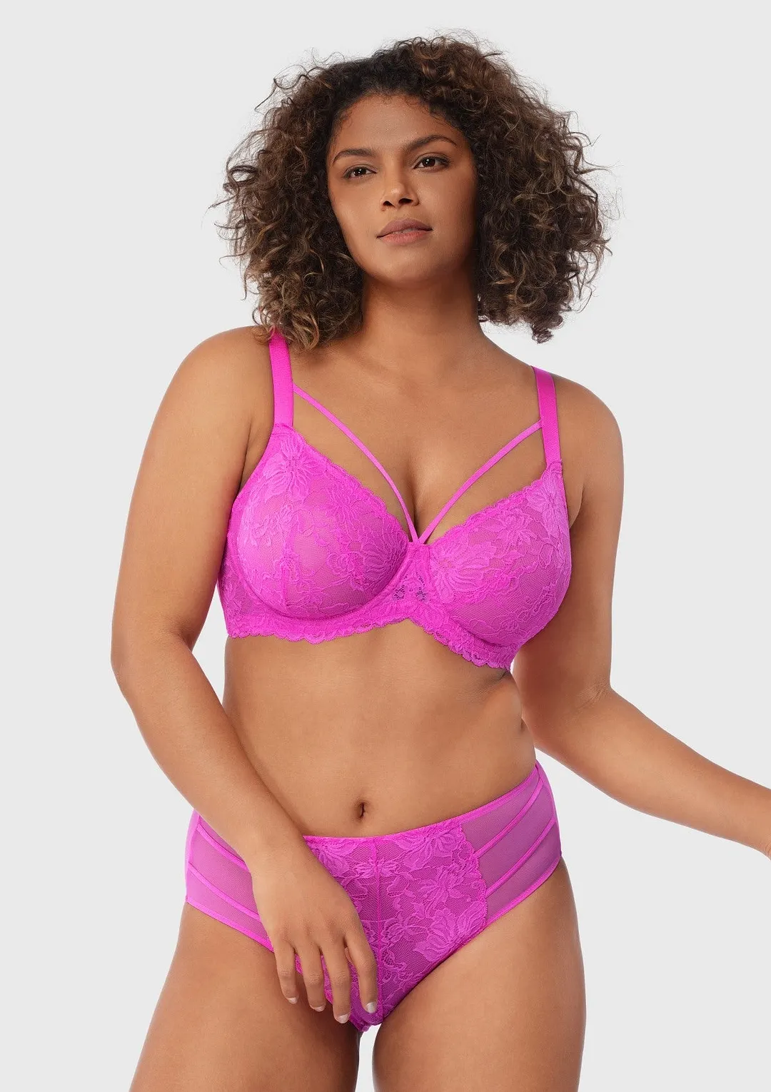 Pretty In Petals Black Unlined Strappy Lace Bra